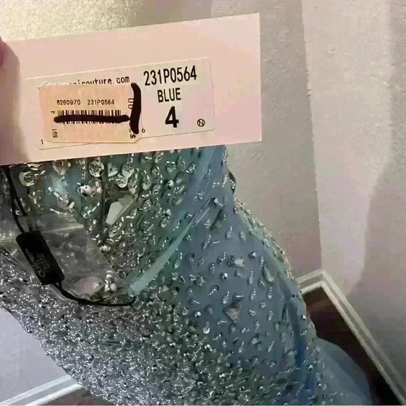 Glamour by Terani Couture Blue Prom Dress - Picture 6 of 6